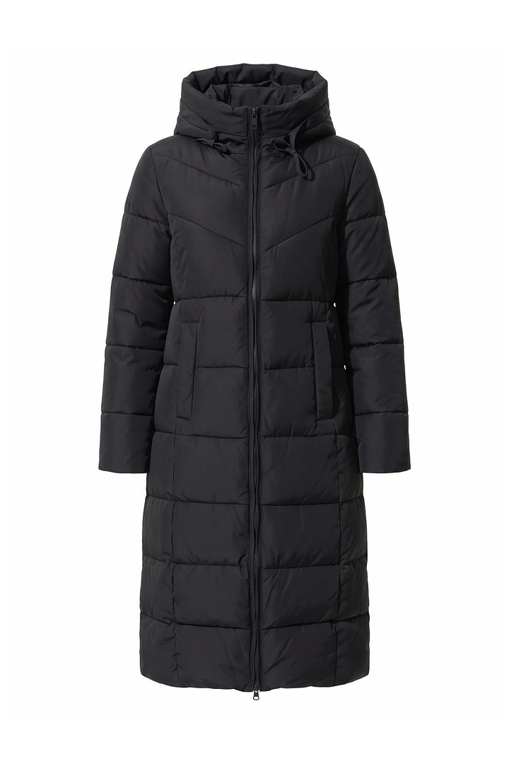 Pauline D’Aubigny | Women’s Winter Warm Longline Hooded Puffer Coat with High Collar