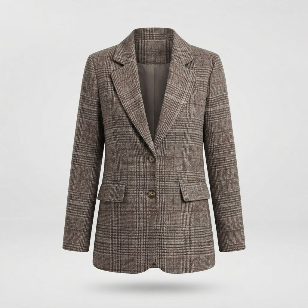 Jeanne Aubertin | Plaid Single-Button Blazer Jacket For Women