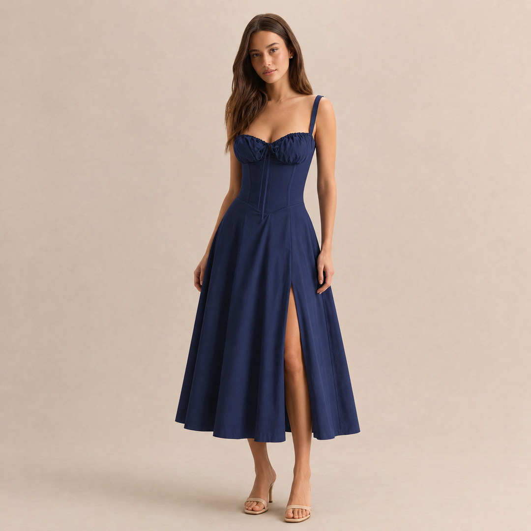 Quitterie Blanchard | Sweetheart Corset A-Line Midi Dress
