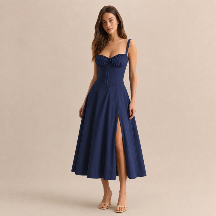 Quitterie Blanchard | Sweetheart Corset A-Line Midi Dress