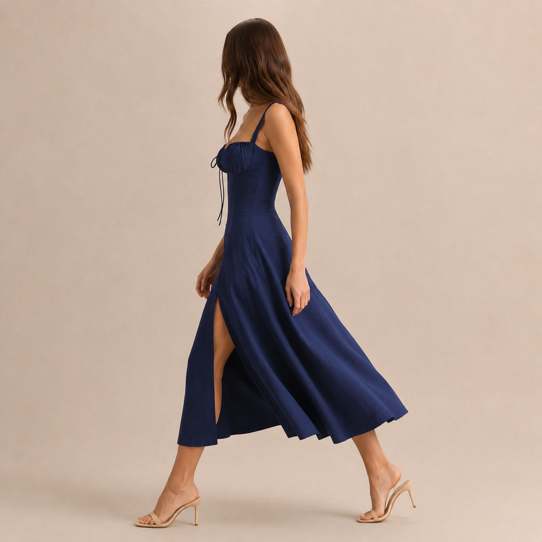 Quitterie Blanchard | Sweetheart Corset A-Line Midi Dress