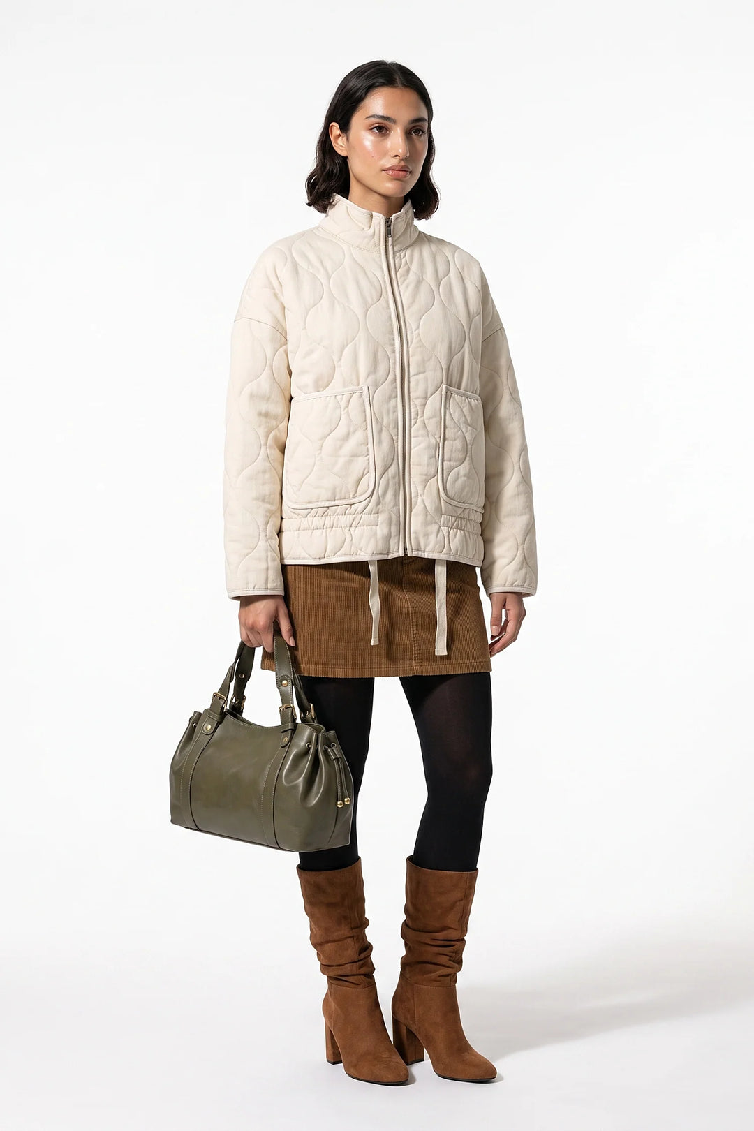 Isoline Darbois | Women’s Winter Warm High Collar Quilted Jacket with Relaxed Fit