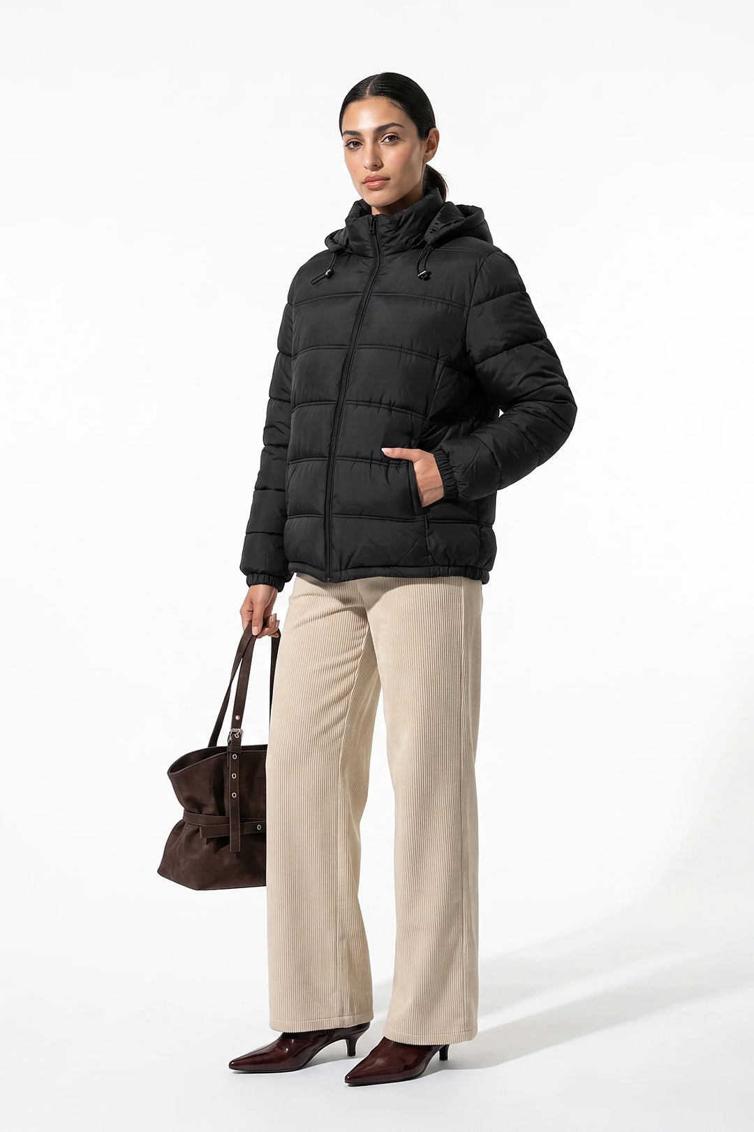 Thaïs Delacroix | Women’s Winter Warm Hooded Black Puffer Jacket