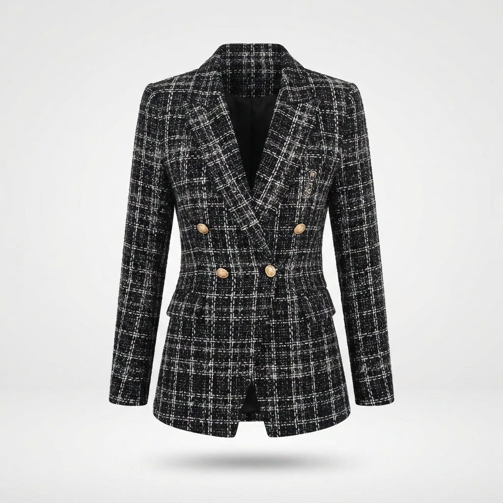 Coline Bellanger | Plaid Double-Breasted Blazer Coat For Women