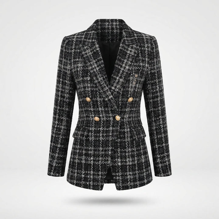 Coline Bellanger | Plaid Double-Breasted Blazer Coat For Women