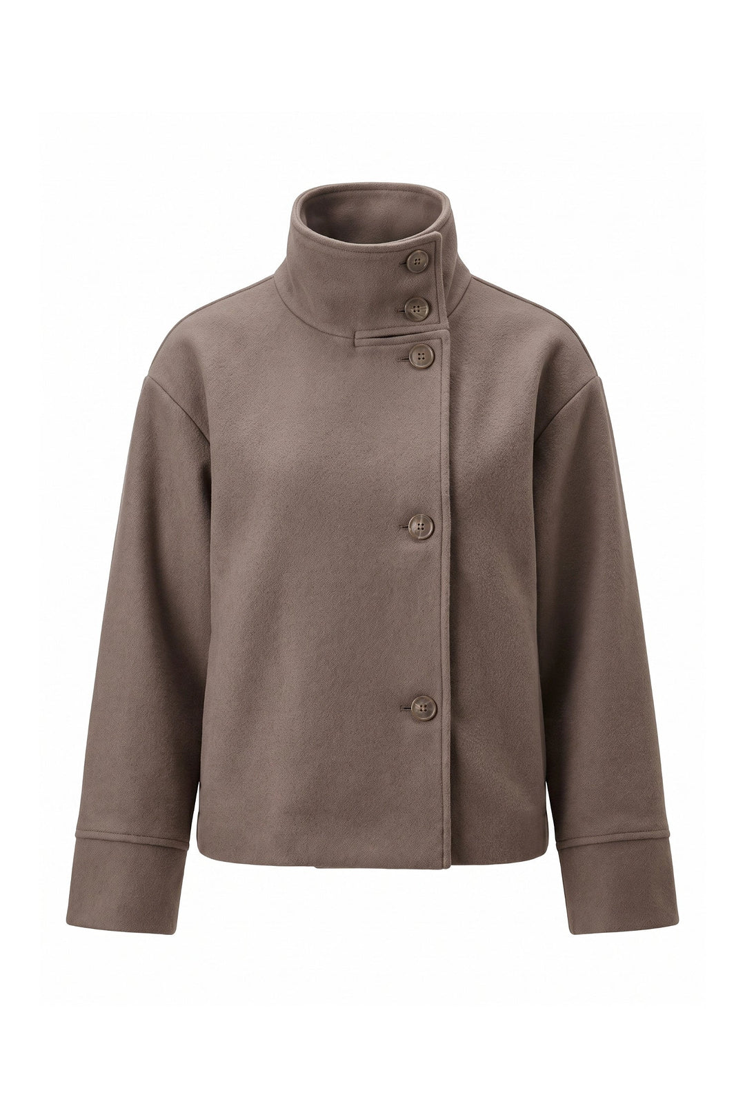 Estelle Courval | Women’s Winter Warm Short Wool Coat with Button Up High Collar