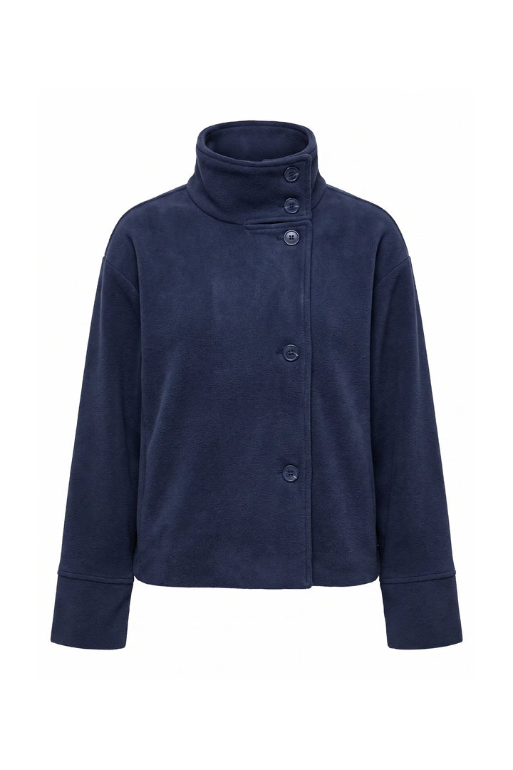 Estelle Courval | Women’s Winter Warm Short Wool Coat with Button Up High Collar