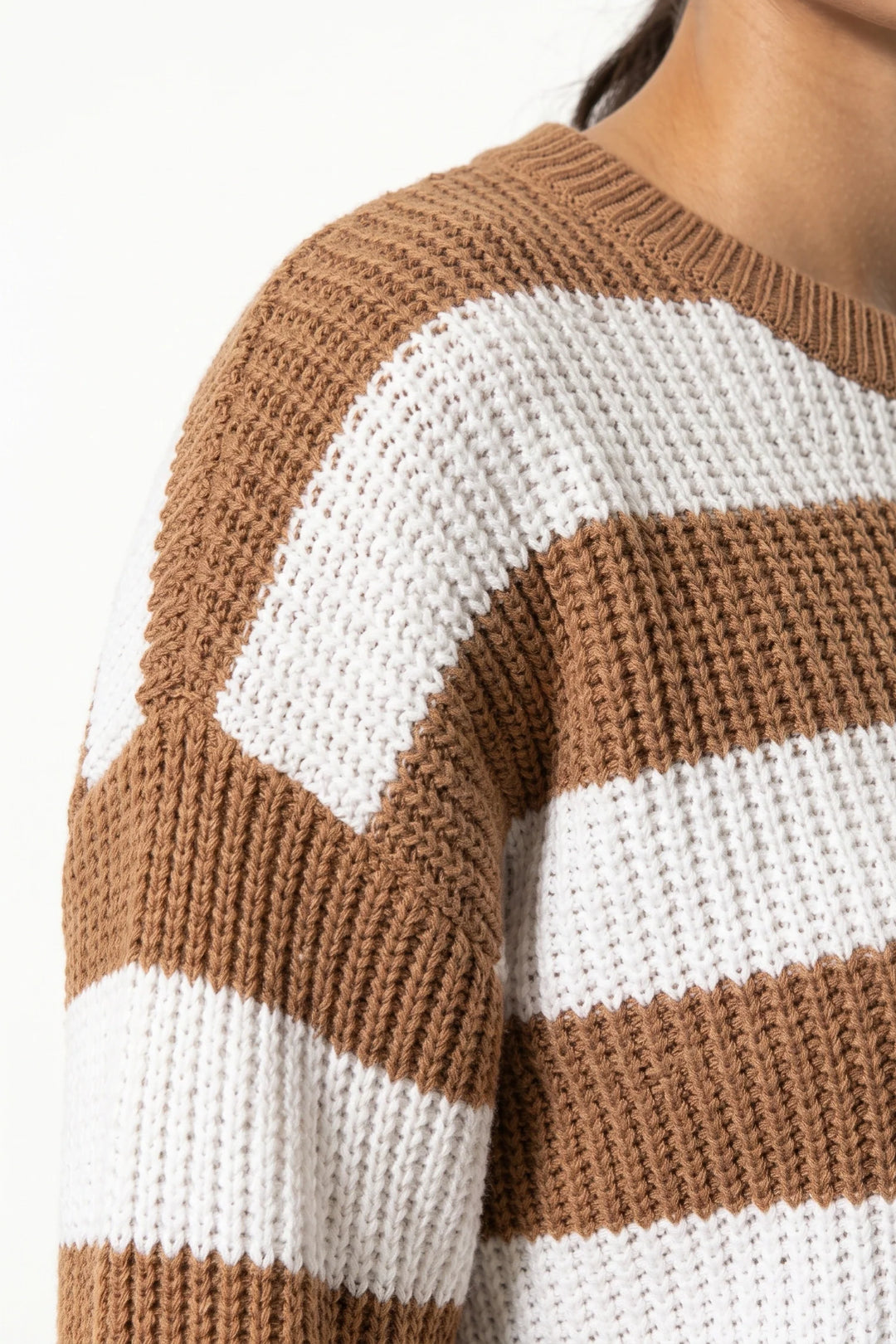 Eugénie Sorel | Women’s Winter Versatile Crew Neck Striped Knit Jumper with Oversized Fit