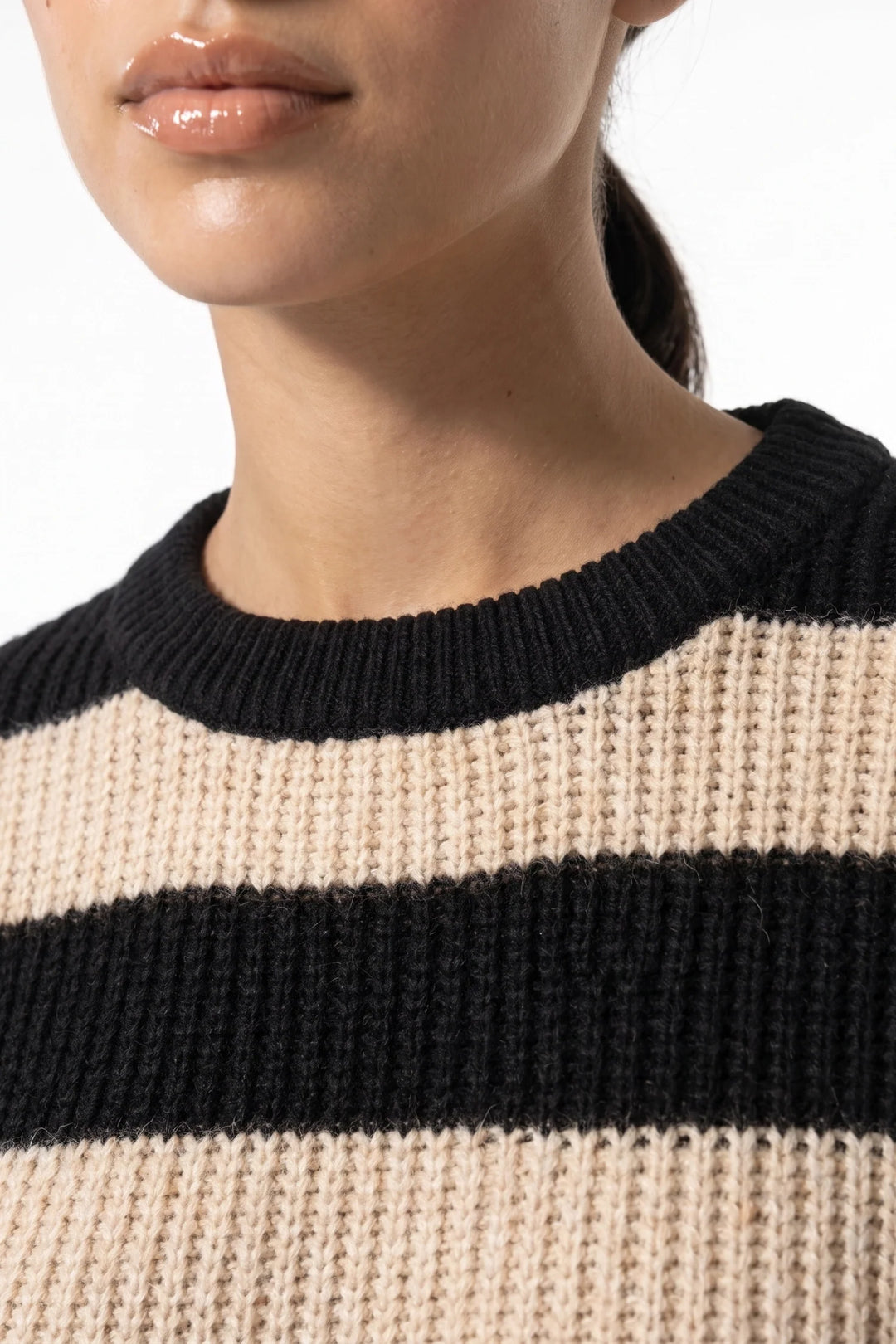 Eugénie Sorel | Women’s Winter Versatile Crew Neck Striped Knit Jumper with Oversized Fit