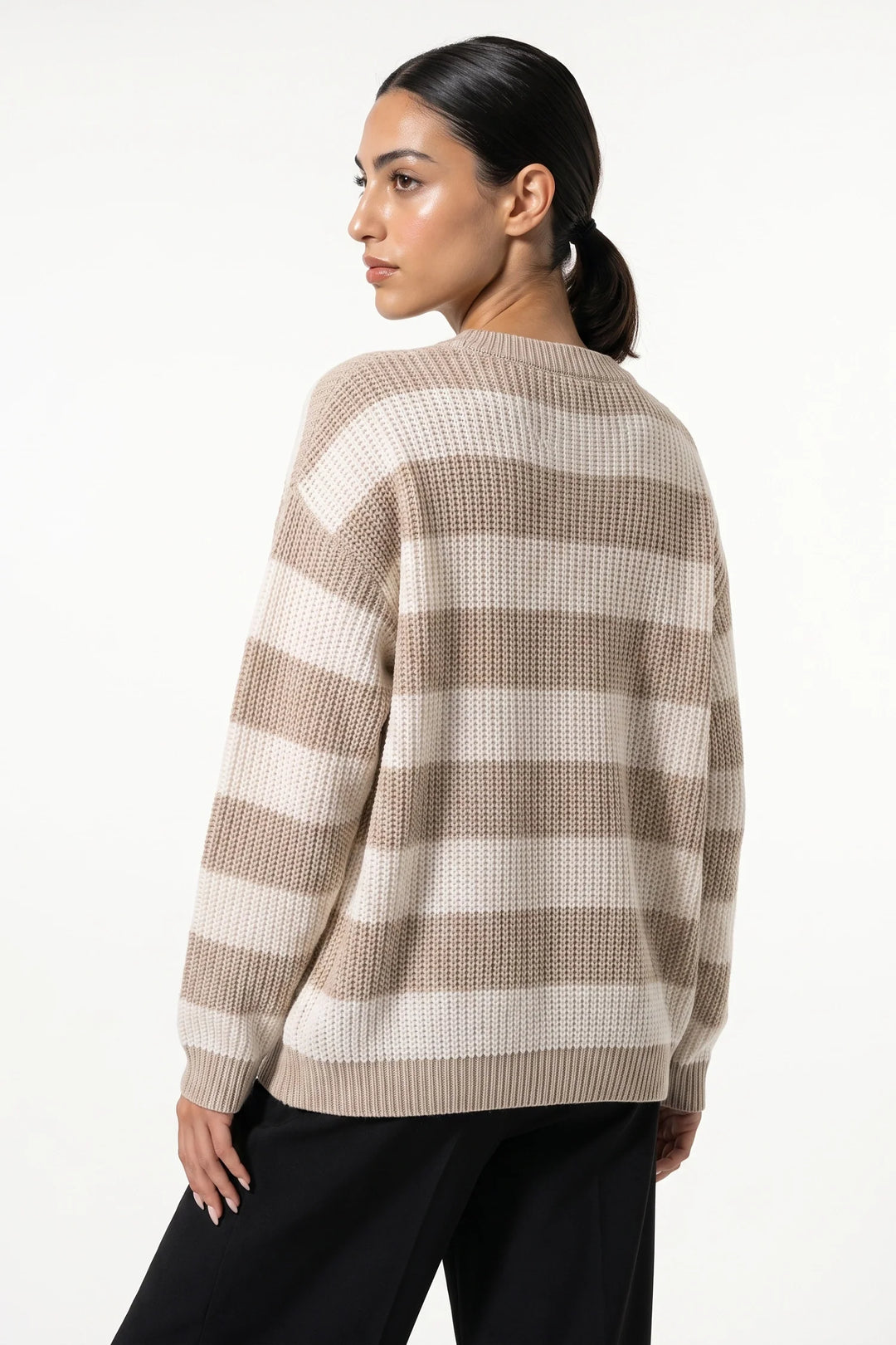 Eugénie Sorel | Women’s Winter Versatile Crew Neck Striped Knit Jumper with Oversized Fit
