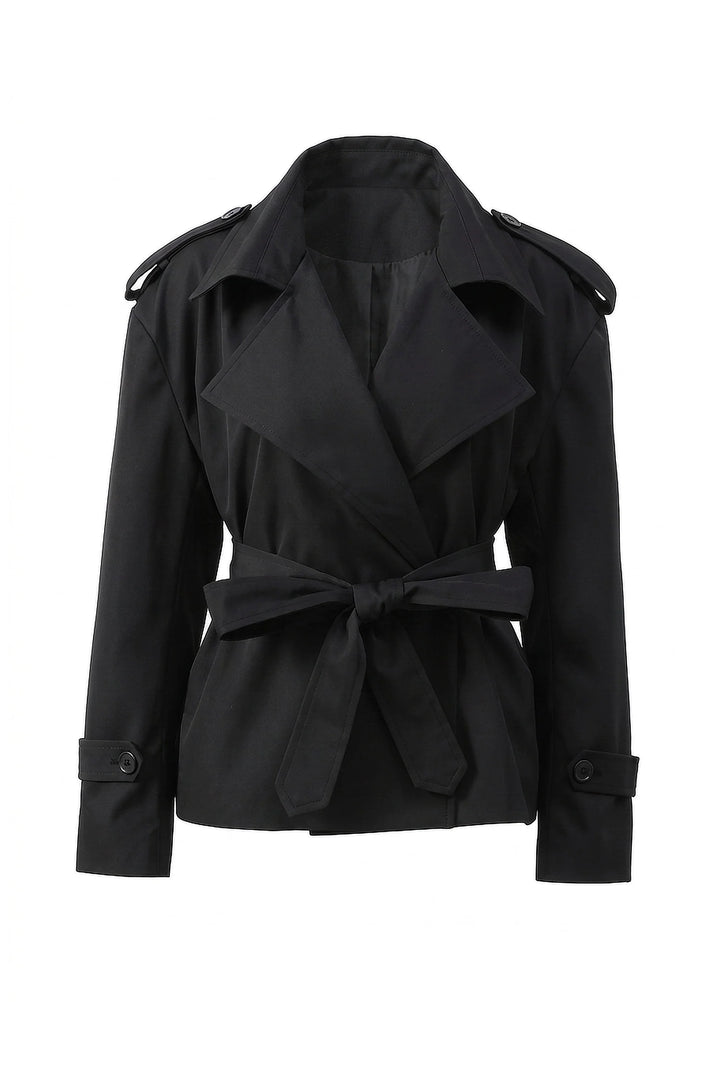 Fleur D’Avenel | Women’s Short Cropped Trench Coat with Belted Waist