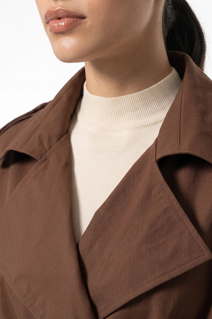 Fleur D’Avenel | Women’s Short Cropped Trench Coat with Belted Waist
