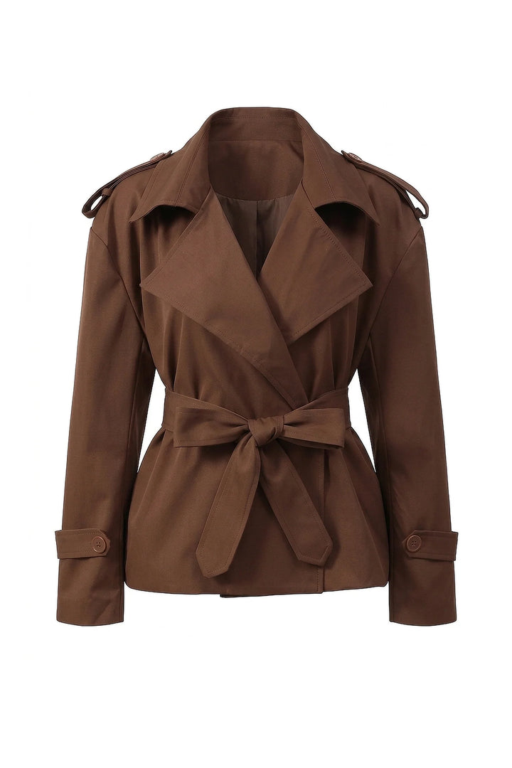 Fleur D’Avenel | Women’s Short Cropped Trench Coat with Belted Waist