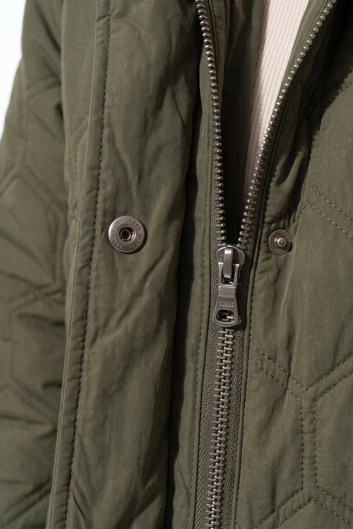 Sidonie D’Orsay | Women’s Winter Warm Longline Quilted Puffer Coat with Hood and Full Zip Front
