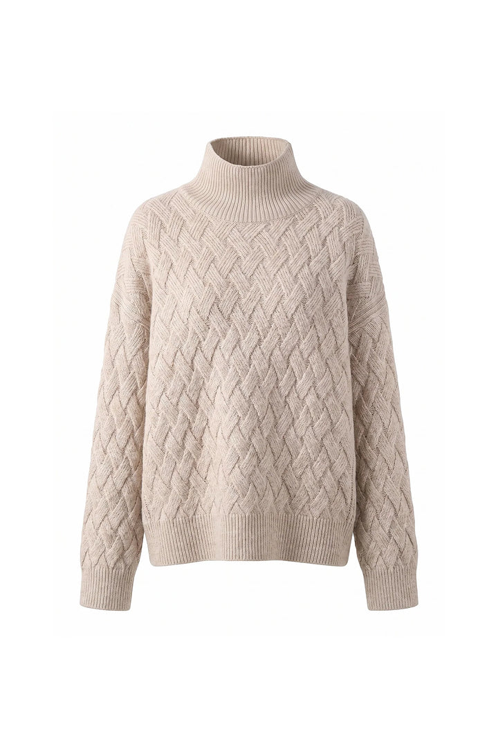 Claire Savenay | Women’s Winter Cosy Oversized Textured Knit Jumper Stand Up Collar