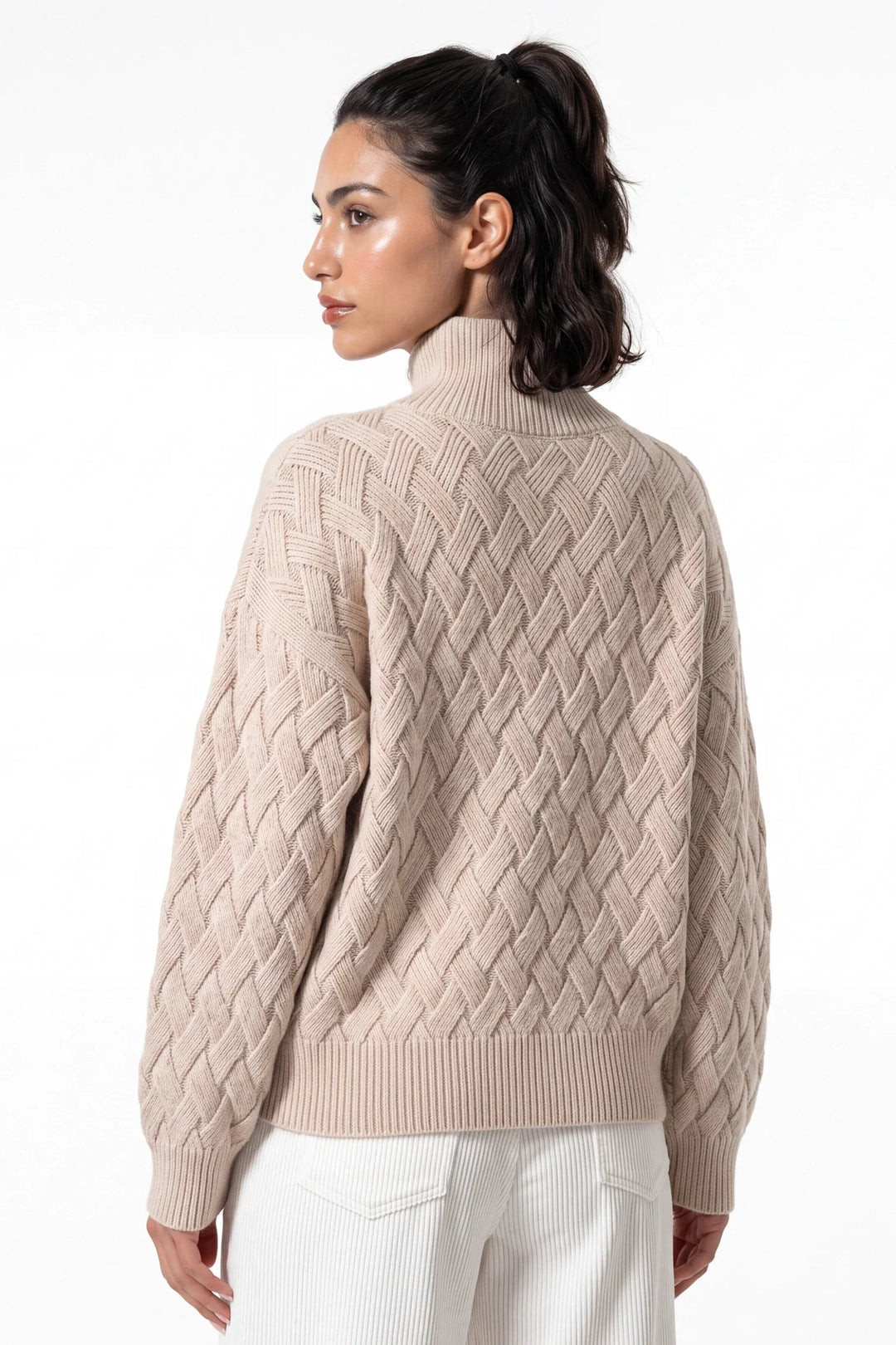Claire Savenay | Women’s Winter Cosy Oversized Textured Knit Jumper Stand Up Collar