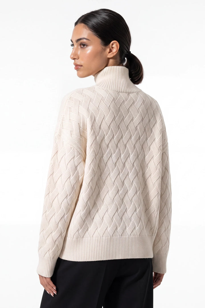 Claire Savenay | Women’s Winter Cosy Oversized Textured Knit Jumper Stand Up Collar