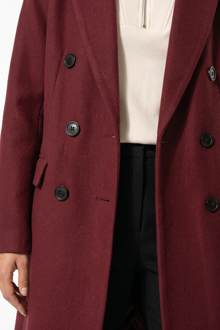 Adèle Chassagne | Women’s Longline Double-Breasted Wool Coat with Notched Lapel