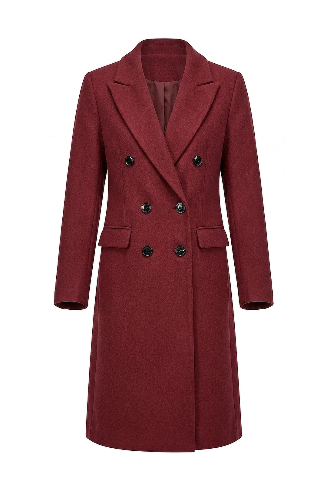 Adèle Chassagne | Women’s Longline Double-Breasted Wool Coat with Notched Lapel