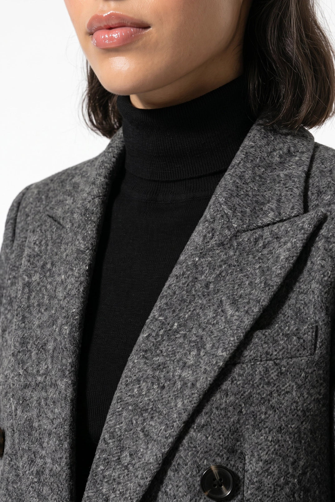 Adèle Chassagne | Women’s Longline Double-Breasted Wool Coat with Notched Lapel