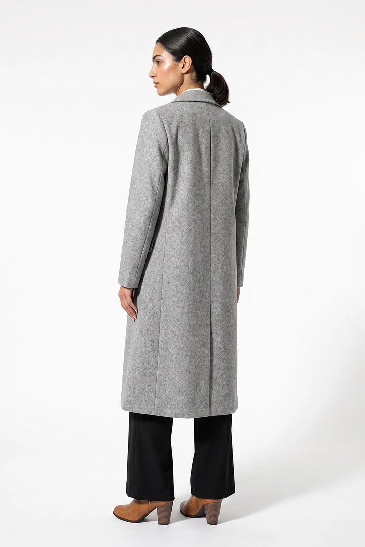 Adèle Chassagne | Women’s Longline Double-Breasted Wool Coat with Notched Lapel