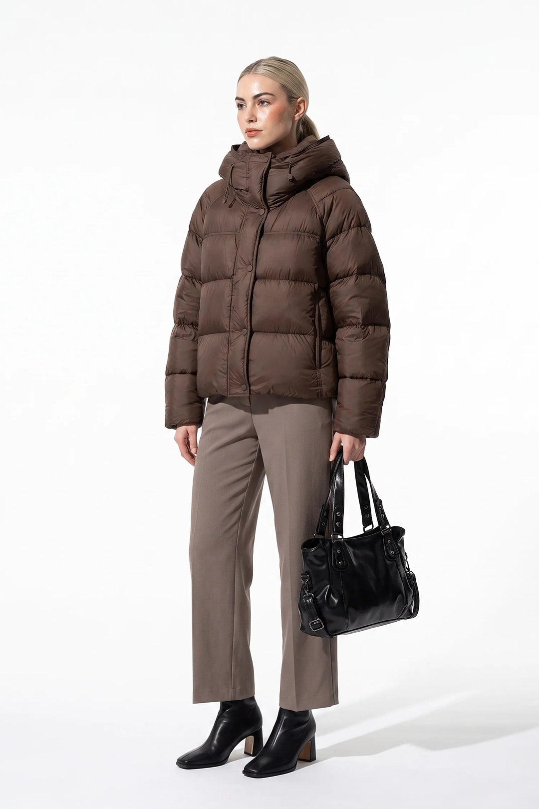 Naïs Beauchamp | Women’s Winter Warm Hooded Puffer Jacket with Relaxed Cropped Fit