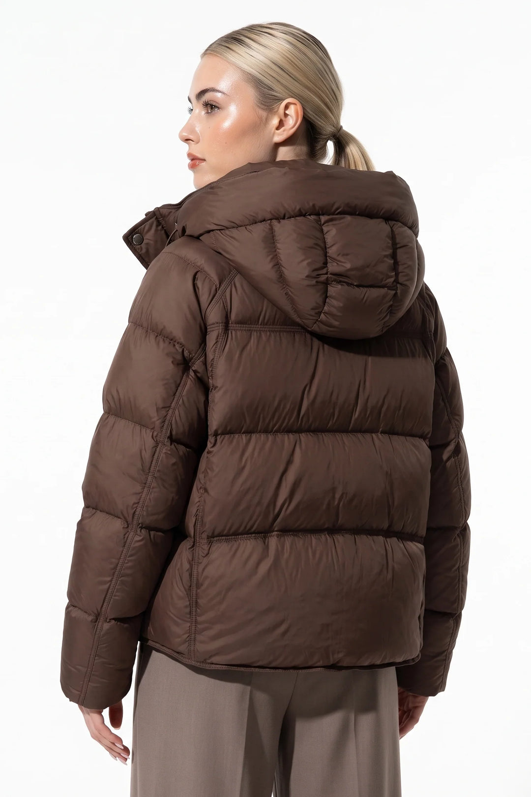 Naïs Beauchamp | Women’s Winter Warm Hooded Puffer Jacket with Relaxed Cropped Fit