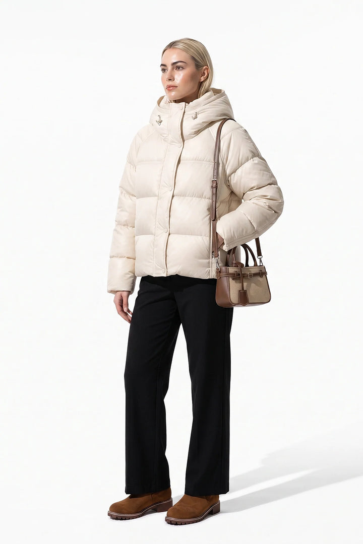 Naïs Beauchamp | Women’s Winter Warm Hooded Puffer Jacket with Relaxed Cropped Fit