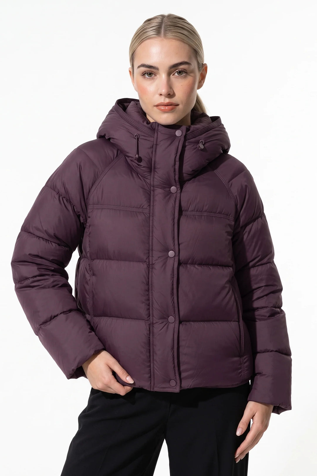 Naïs Beauchamp | Women’s Winter Warm Hooded Puffer Jacket with Relaxed Cropped Fit