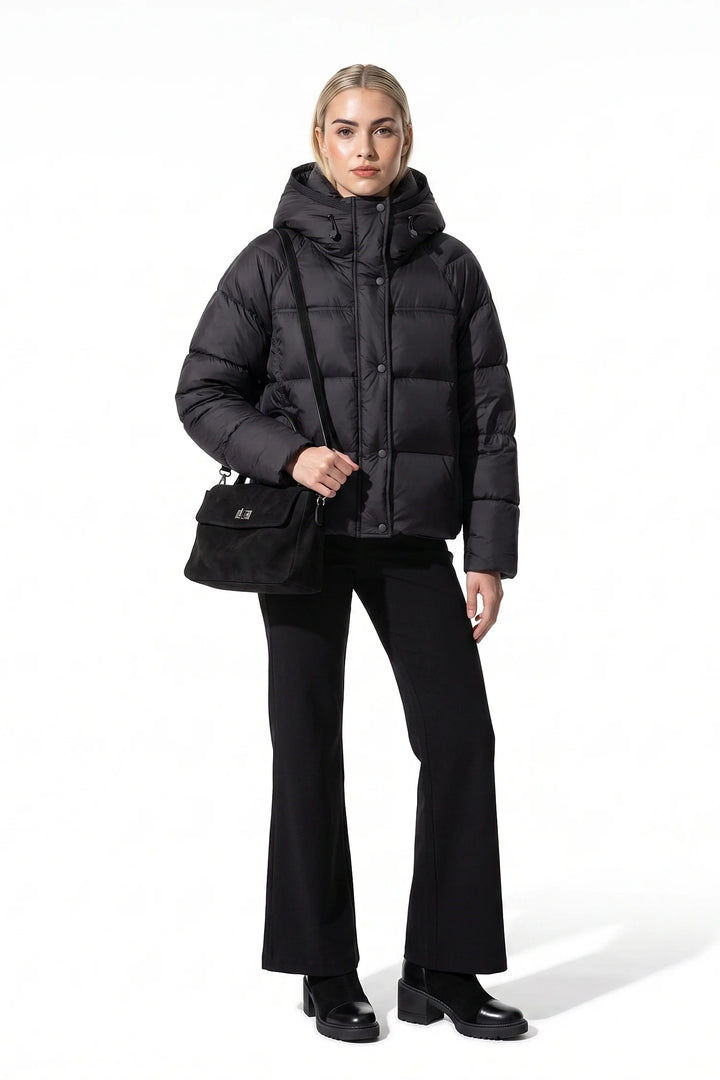 Naïs Beauchamp | Women’s Winter Warm Hooded Puffer Jacket with Relaxed Cropped Fit