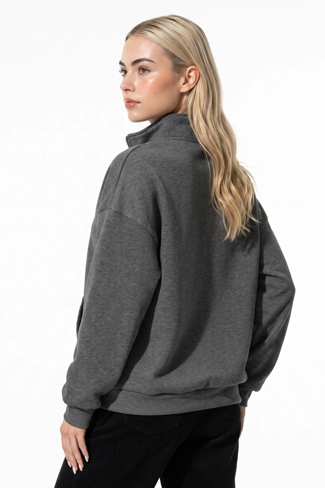 Clarisse Renaudin | Women’s Winter Comfortable Quarter Zip Jumper with Oversized Fit