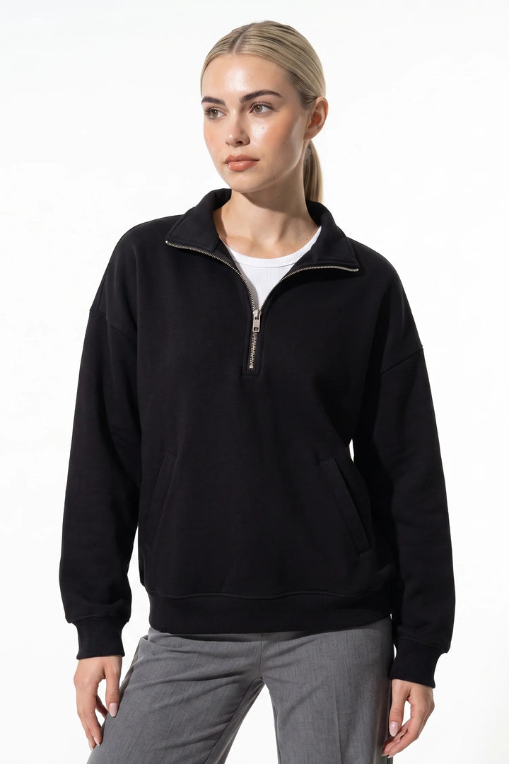 Clarisse Renaudin | Women’s Winter Comfortable Quarter Zip Jumper with Oversized Fit