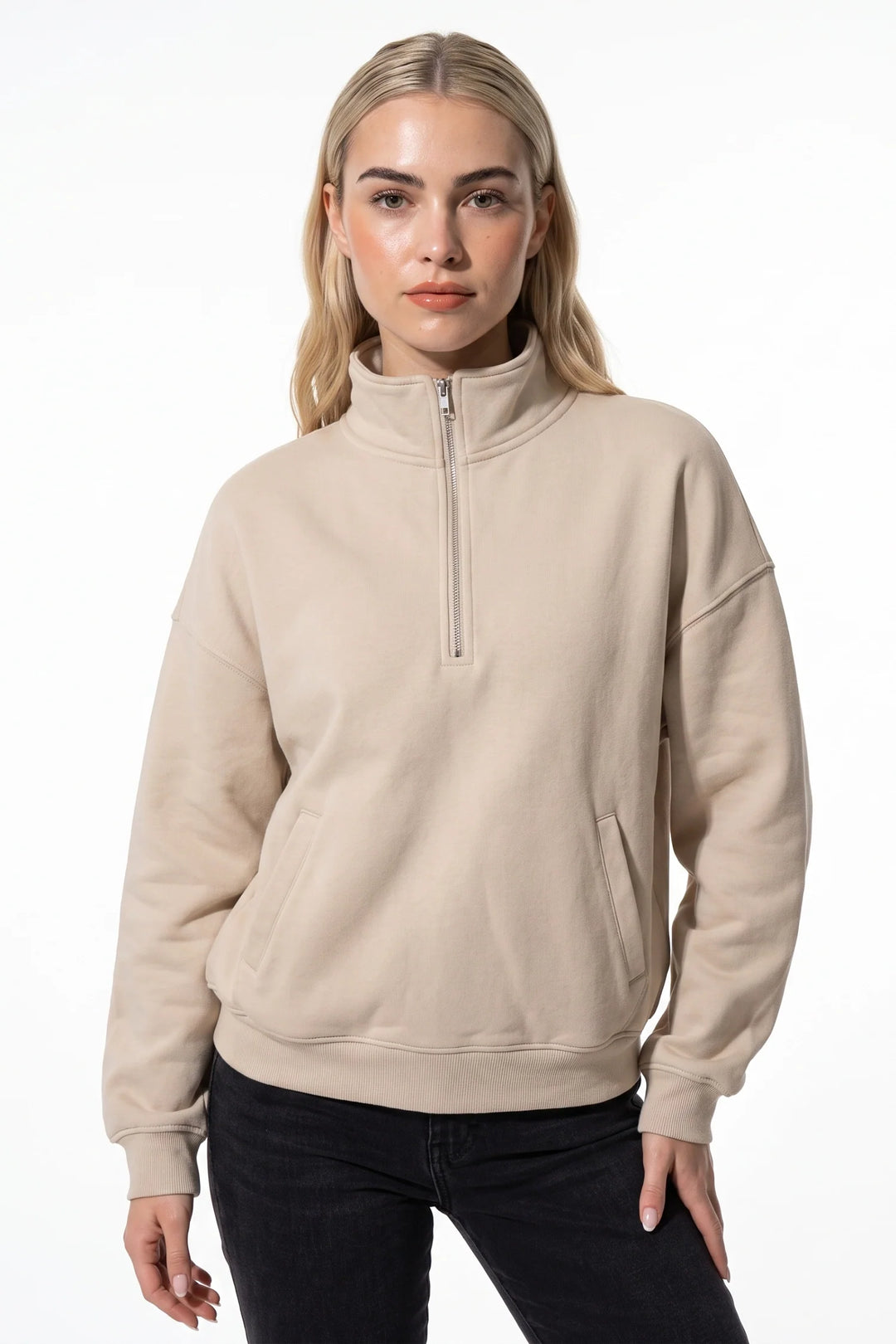 Clarisse Renaudin | Women’s Winter Comfortable Quarter Zip Jumper with Oversized Fit