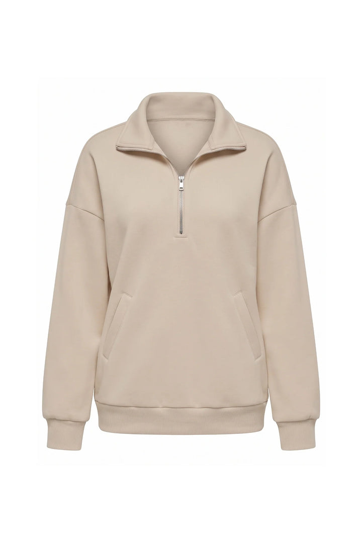 Clarisse Renaudin | Women’s Winter Comfortable Quarter Zip Jumper with Oversized Fit