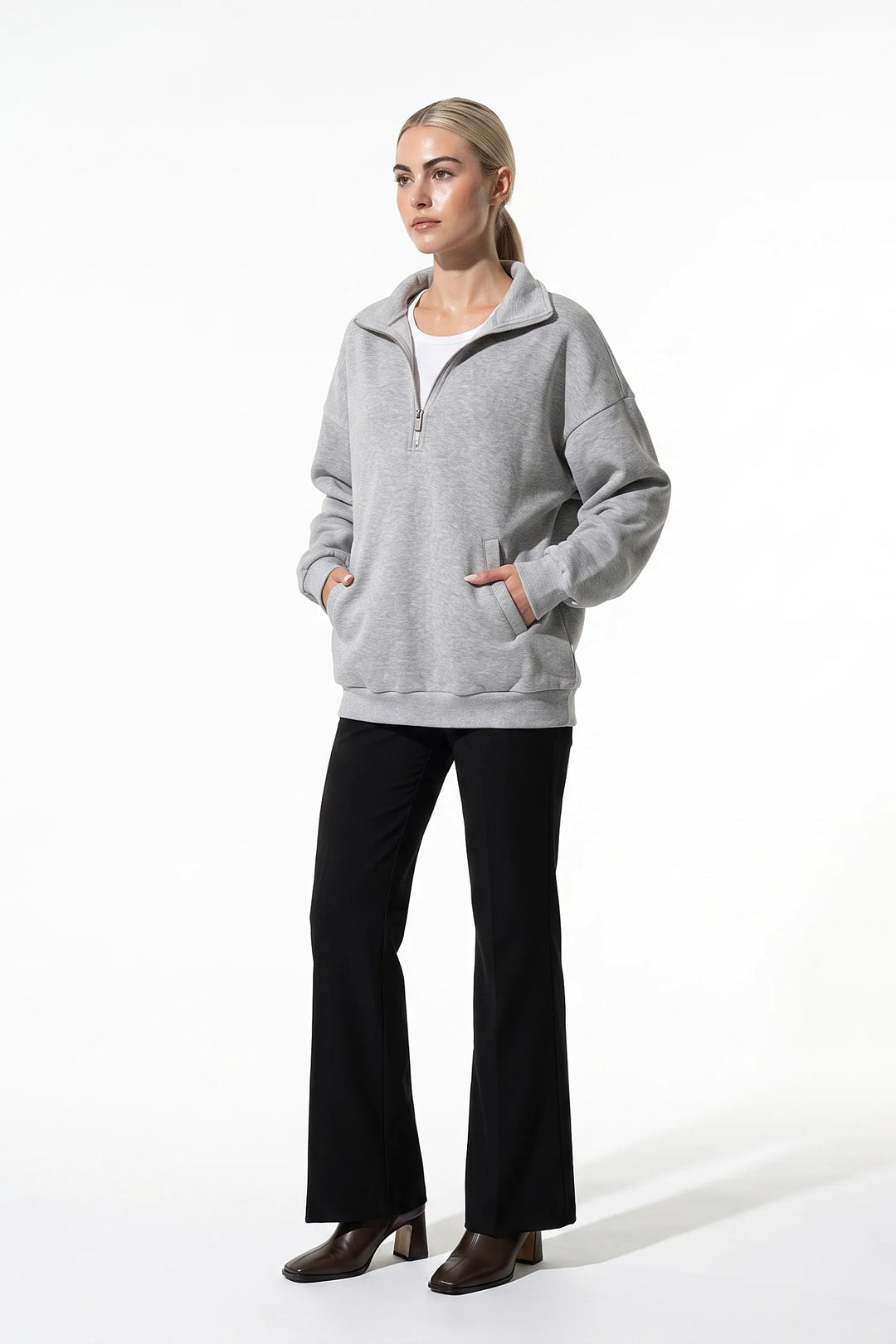 Clarisse Renaudin | Women’s Winter Comfortable Quarter Zip Jumper with Oversized Fit