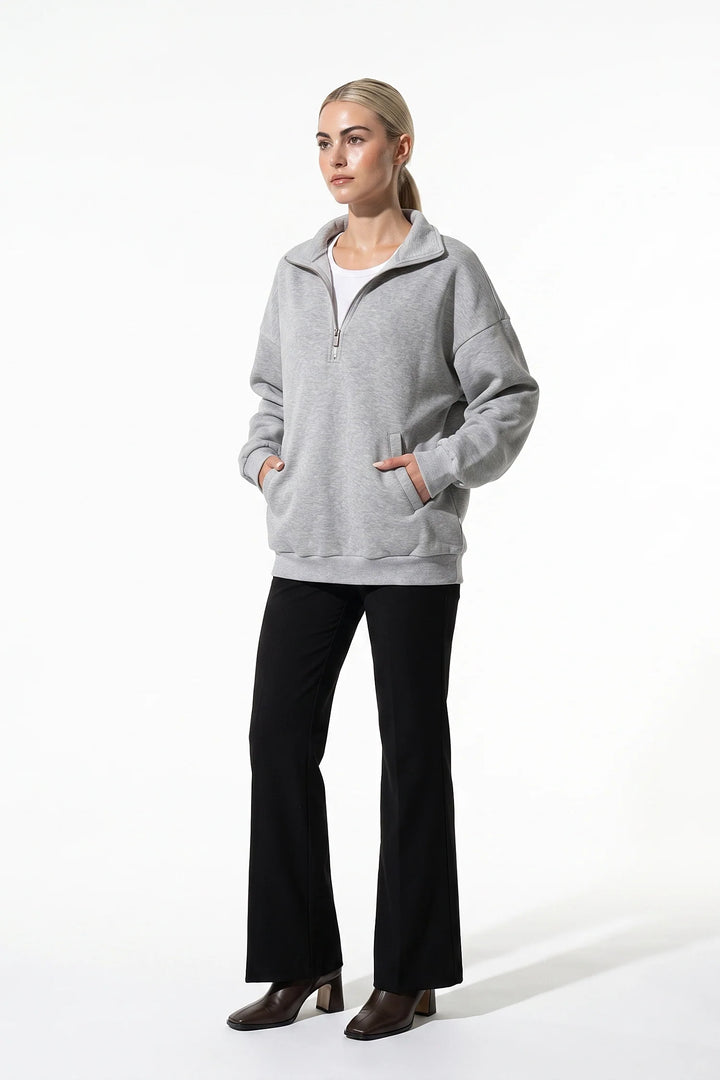 Clarisse Renaudin | Women’s Winter Comfortable Quarter Zip Jumper with Oversized Fit